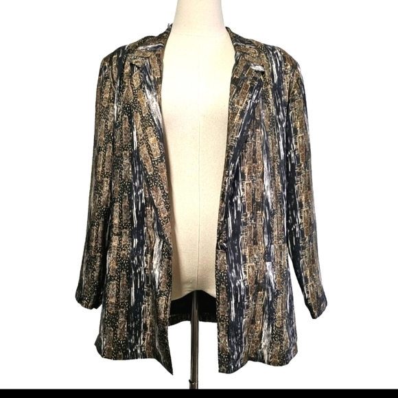 Robert Stock Women 90's Brown Small Silk Formal Casual Long Sleeve Jacket Blazer - Picture 1 of 11